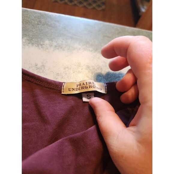 Prairie underground gathered shoulders mauve dress sz Small - Picture 2 of 3